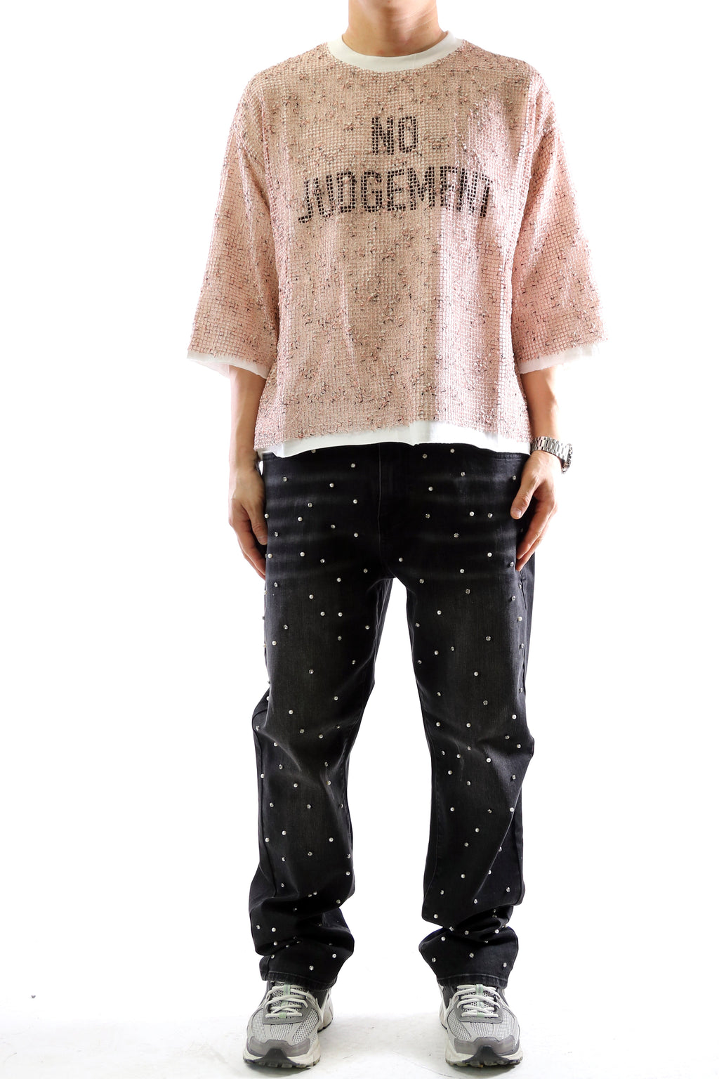 Sparkle S/N Jersey 3/4 Sleeve Crop Top Tee