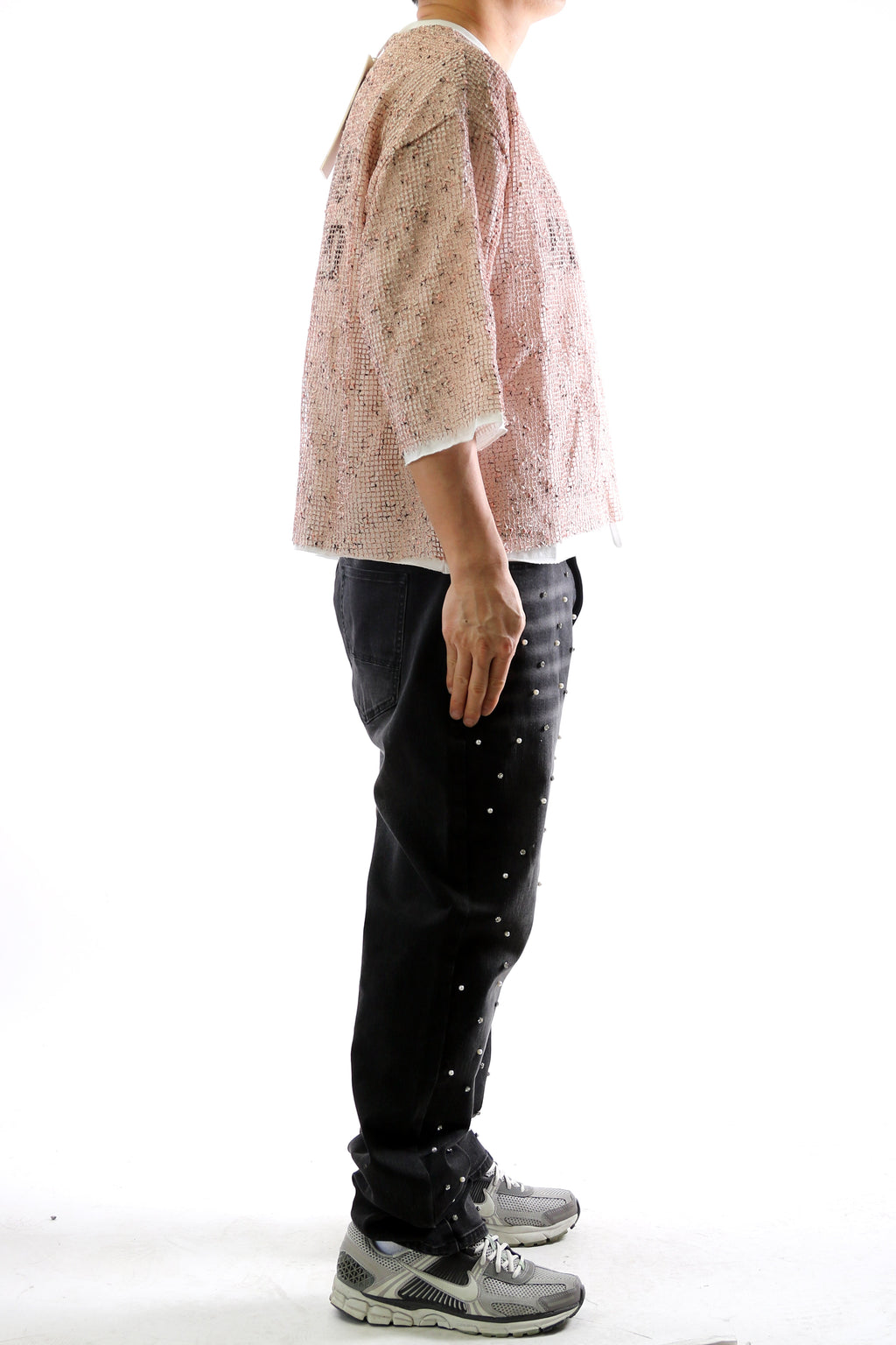 Sparkle S/N Jersey 3/4 Sleeve Crop Top Tee