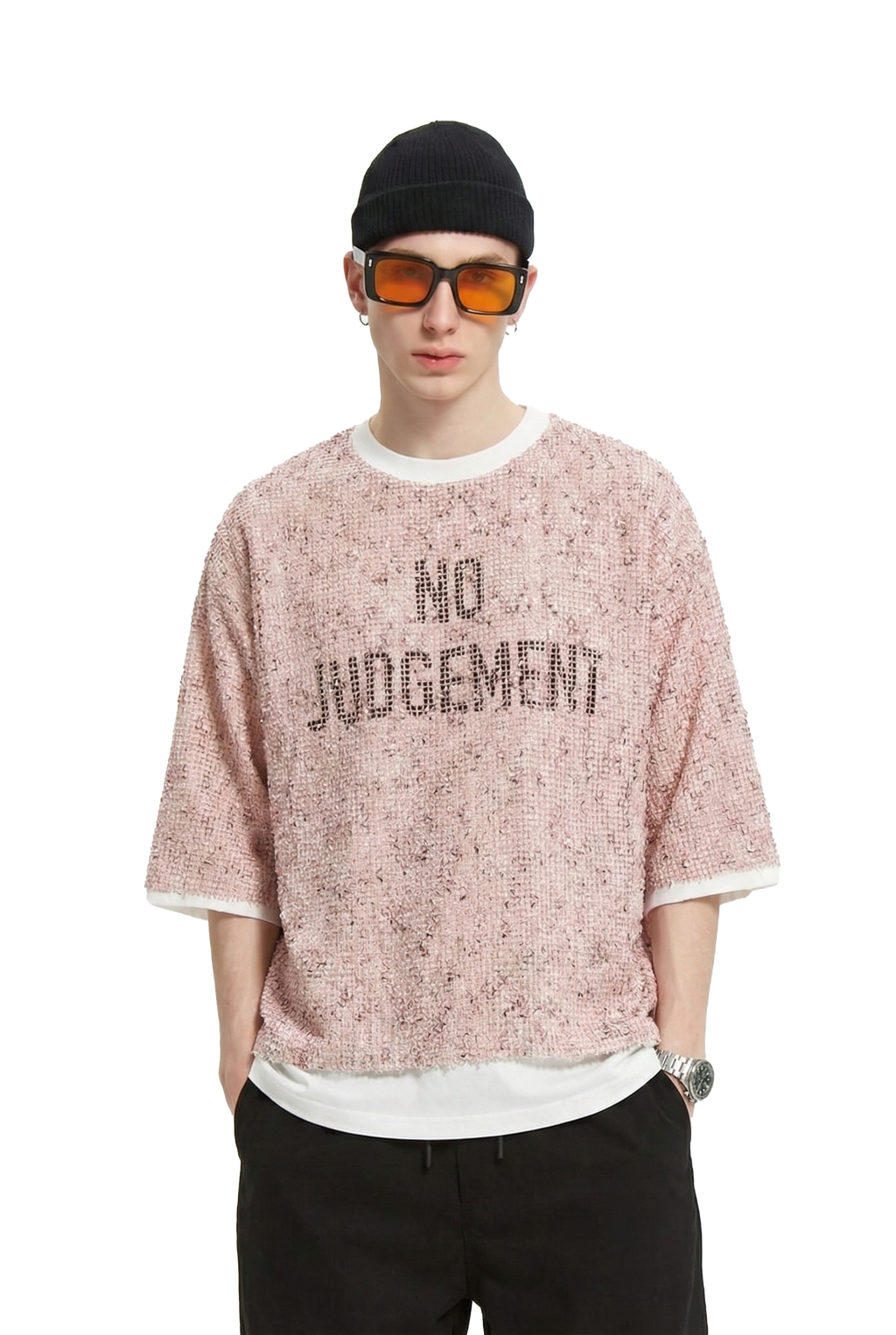 Sparkle S/N Jersey 3/4 Sleeve Crop Top Tee