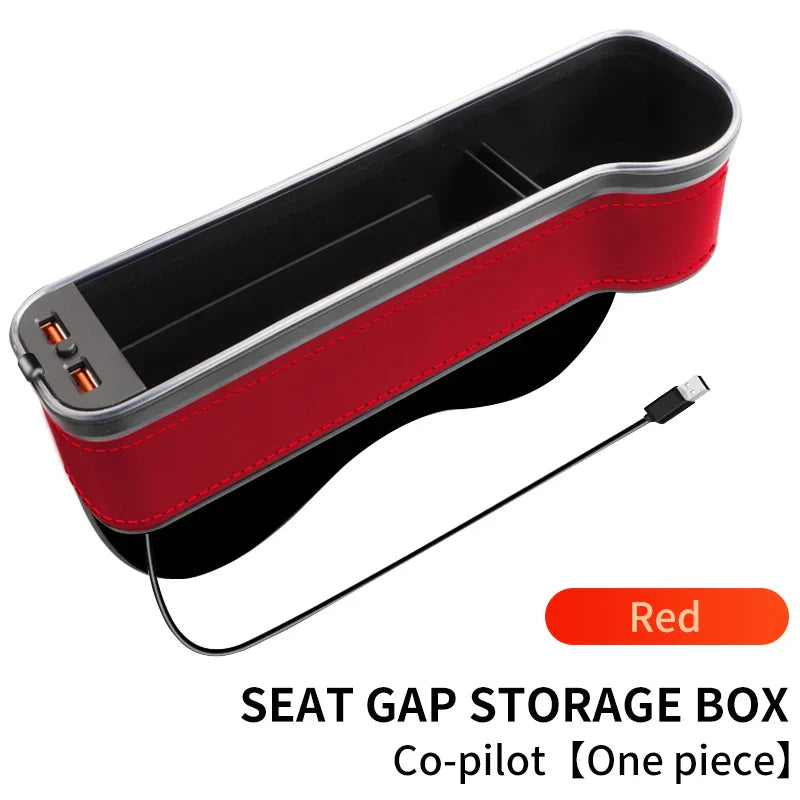 Car Seat Gap Filler Cup Holder 7 Colours Changing LED Car Crevice Storage Organizer Box With 2Usb Charger Car Accessories