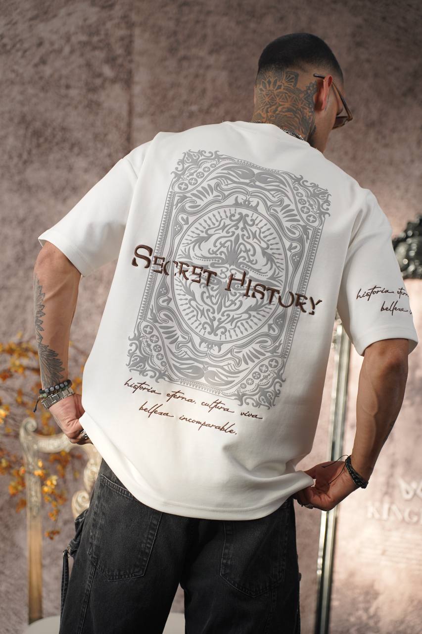 SECRET HISTORY Graphic Tee - Vintage Text T-Shirt - Mysterious Statement Top